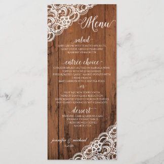 Menu de mariage en dentelle couleur modifiable Boi