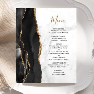 Menu de mariage en marbre blanc Agate noir doré su