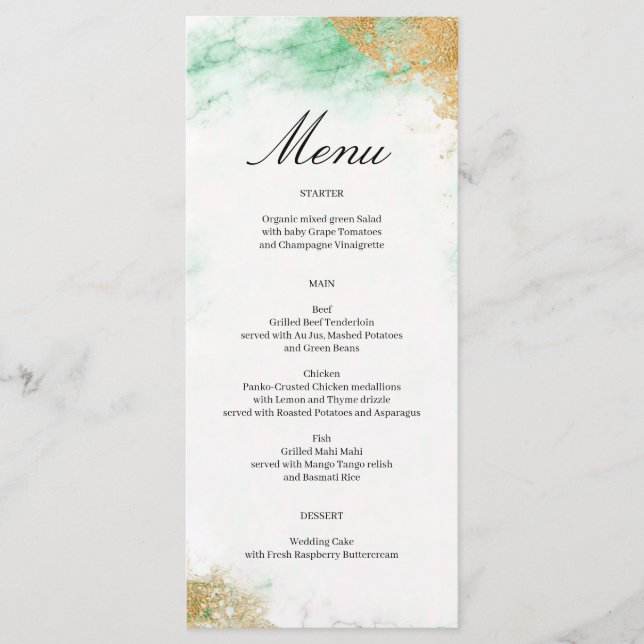 Menu de mariage en marbre Luxe Classique (Devant)