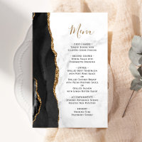 Menu de mariage en marbre noir doré Agate haut de 