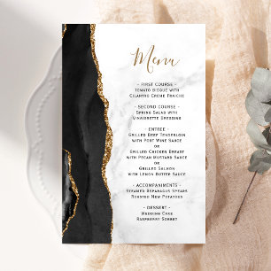 Menu de mariage en marbre noir doré Agate haut de 