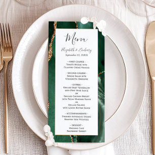 Menu de mariage en or vert émeraude