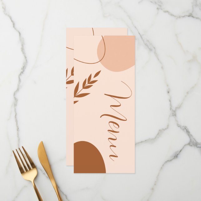 Menu de mariage en terre cuite bronzée moderne (Devant/Arrière en situation)