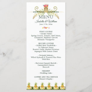 Menu de mariage estival tropical floral élégant