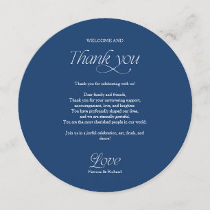 Menu de mariage et carte de remerciement Blue Circ