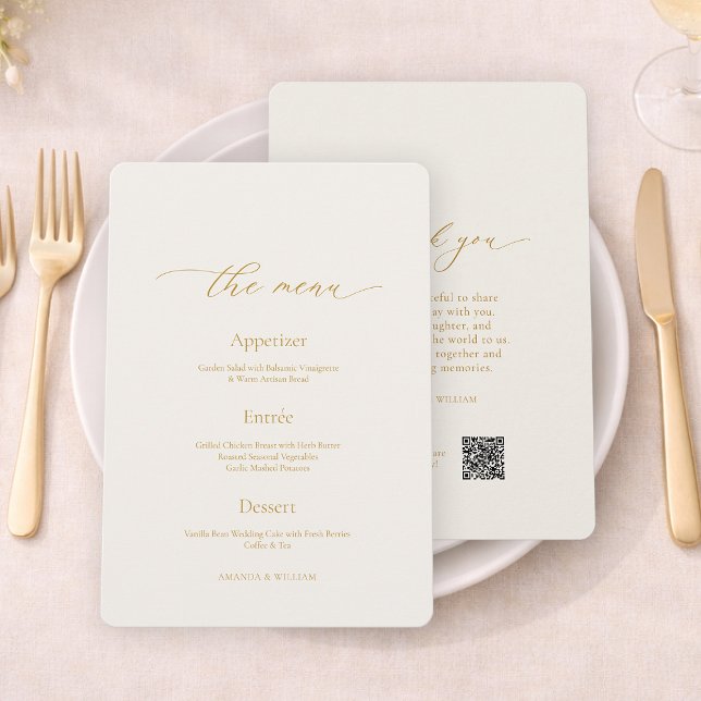 Menu de mariage et carte de remerciement élégants  (Créateur téléchargé)