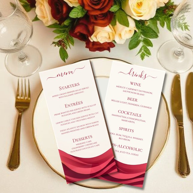 Menu de mariage et de bar en Bourgogne  (Burgundy Wedding Dinner and Bar Menu  )