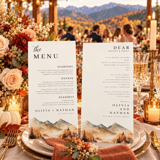 Menu de mariage et remerciements de Fall Mountain (Créateur téléchargé)