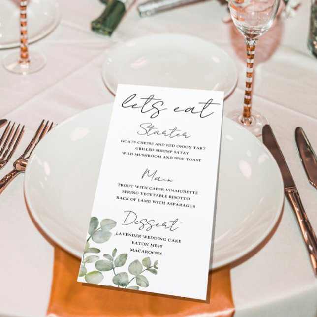 Menu de mariage eucalyptus vert sauge rustique (Créateur téléchargé)