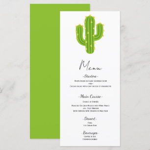 Menu de mariage fête du Cactus à cœur jaune