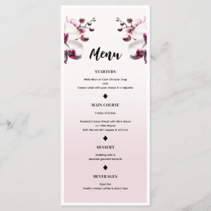 Menu de mariage Fleur d'orchidée rose et blanc
