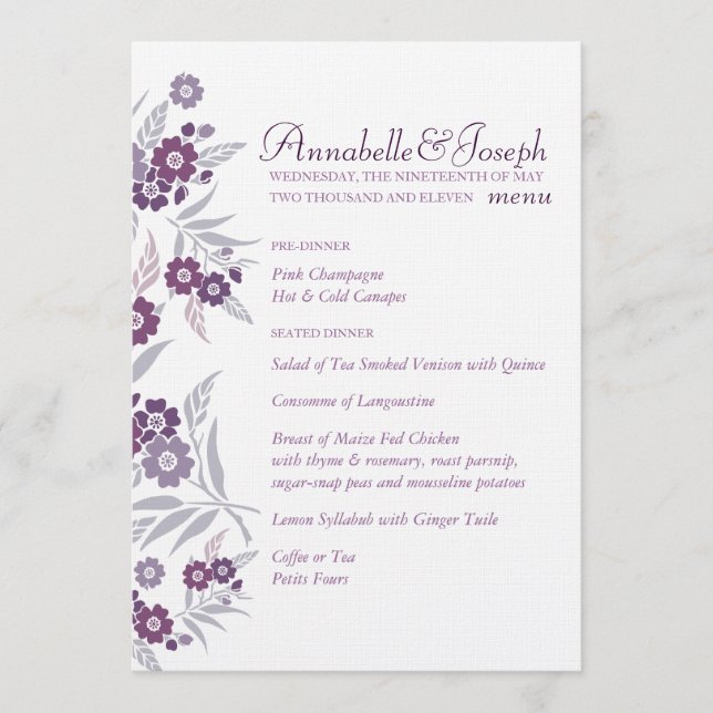 Menu de mariage - fleurs de cerisier (Devant)