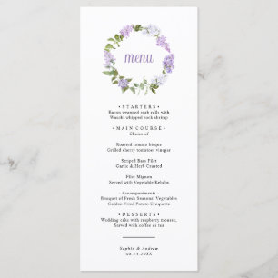 Menu de mariage Fleurs de Lilas Rustiques
