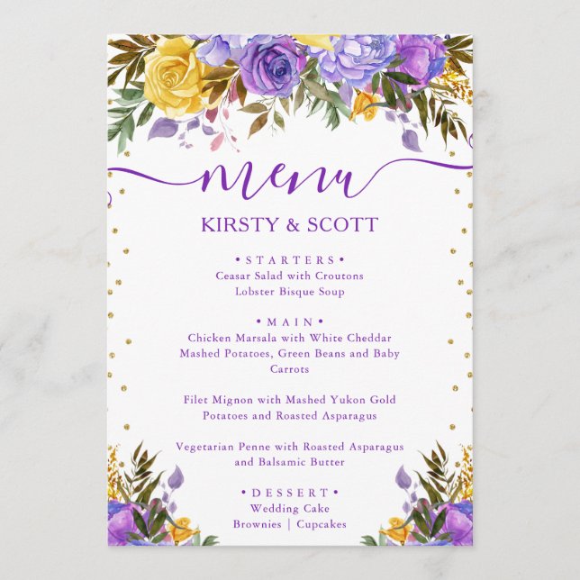 Menu de mariage Fleurs de printemps aquarelle Boho (Devant)