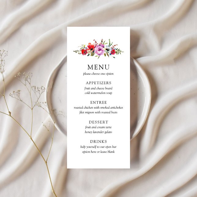Menu de mariage Fleurs sauvages et Romantique (Créateur téléchargé)