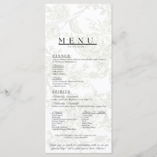 Menu de mariage floral