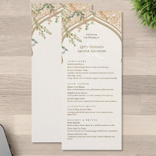 Menu de mariage floral à arche islamique élégant