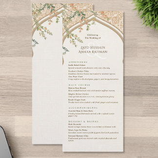 Menu de mariage floral à arche islamique élégant