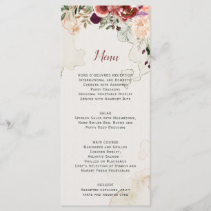 Menu de mariage floral aquarelle bohème automnal r