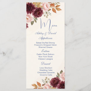 Menu de mariage floral Automne Or