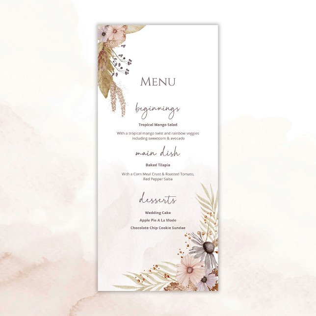 Menu de mariage floral bohème (Créateur téléchargé)