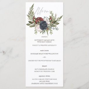 Menu de mariage floral boho botanique élégant d'hi