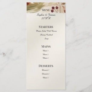Menu de mariage floral botanique d'automne