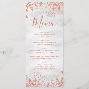 Menu de mariage floral botanique gris or rose
