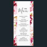 Menu de mariage floral chic bordeaux et rose blush<br><div class="desc">Menu de mariage floral aquarelle chic bordeaux, vert et rose blush, fleurs d'été ou de printemps avec feuillage aquarelle, polices modernes et script, et design floral élégant. Menu de dîner de mariage ou d'événement chic et tendance ! ~ Consultez ma boutique pour voir la suite de mariage complète pour ce...</div>