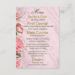 Menu de mariage floral classique avec verdure