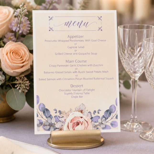 Menu de mariage floral couleur pêche (Créateur téléchargé)