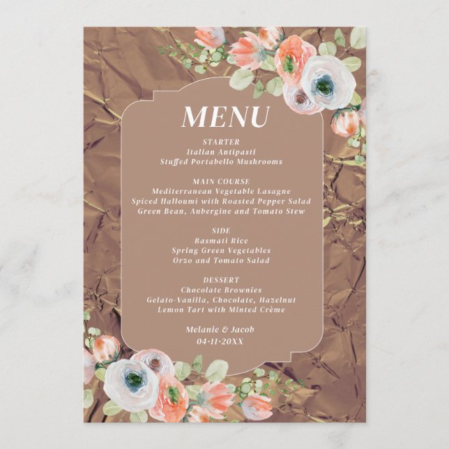 Menu de mariage floral d'automne (Devant)