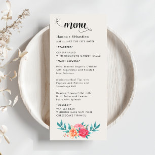 Menu de mariage floral d'automne
