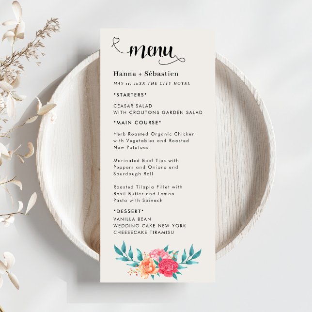 Menu de mariage floral d'automne (Créateur téléchargé)