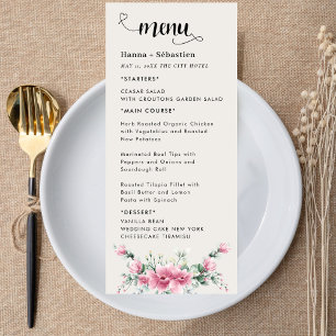 Menu de mariage floral d'automne