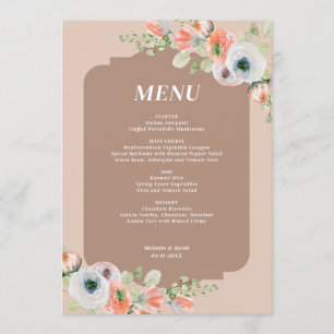 Menu de mariage floral d'automne