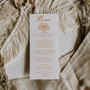 Menu de mariage floral dessiné à la main Orange
