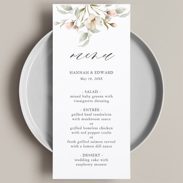 Menu de mariage floral élégant au blush de sauge b (Créateur téléchargé)