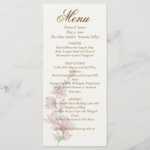 Menu de mariage floral élégant classique violet