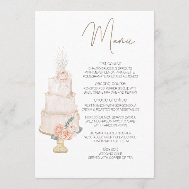Menu de mariage floral élégant et boho rose modern (Devant)