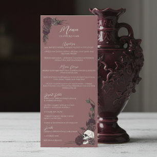 Menu de mariage floral gothique mauve rose foncé