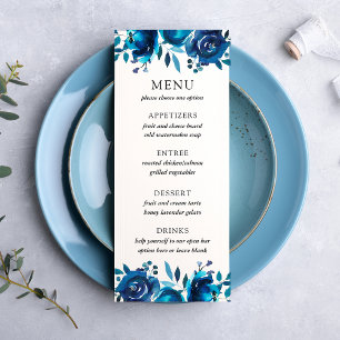 Menu de mariage floral indigo