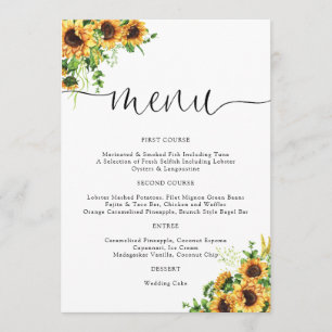 Menu de mariage floral jaune