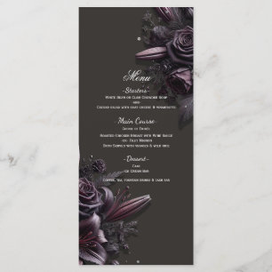 Menu de mariage floral Lily Rose noir violet Berry