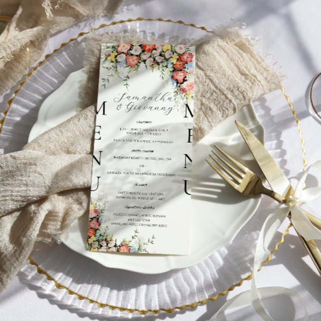 Menu de mariage floral moderne élégant (Créateur téléchargé)