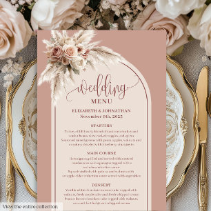 Menu de mariage floral Pampas rose pastel Arch mod
