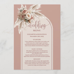 Menu de mariage floral Pampas Rose pastel Arche ru
