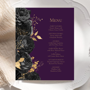 Menu de mariage floral pourpre Budget Black Gold