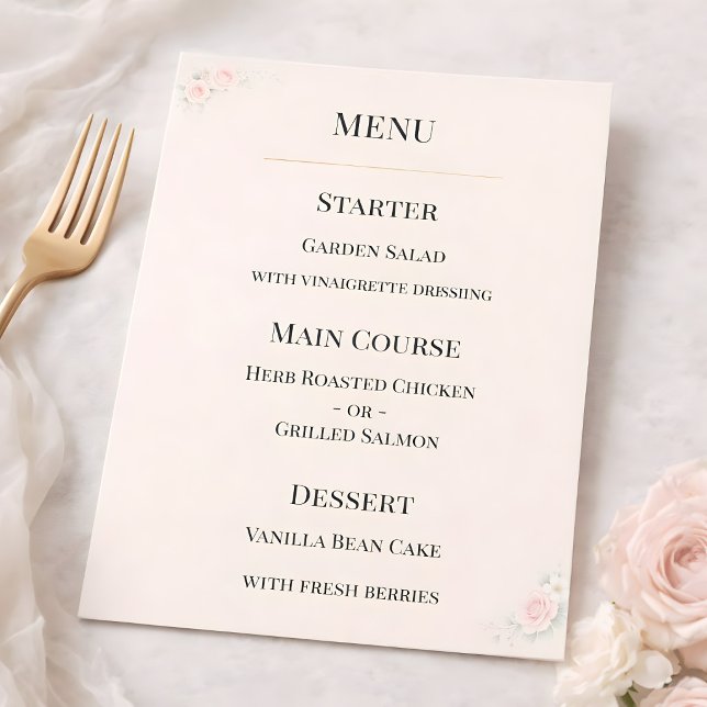 Menu de mariage floral rose de luxe (Créateur téléchargé)