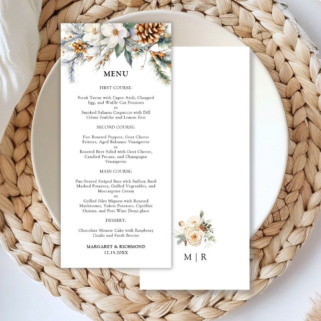 Menu de mariage floral rustique d'hiver (Créateur téléchargé)